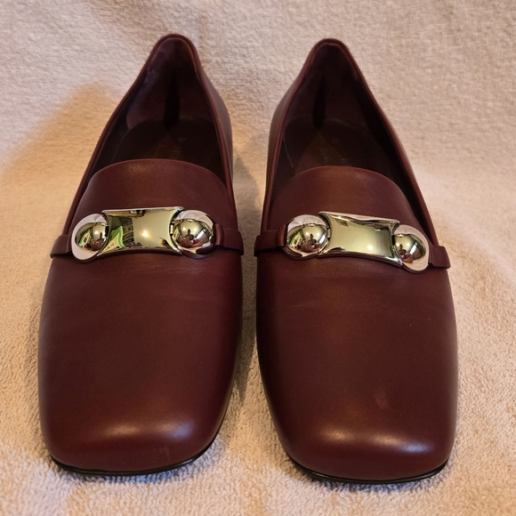 NWOT Burberry Brown/Maroon and Silver Heels - Picture 2 of 10